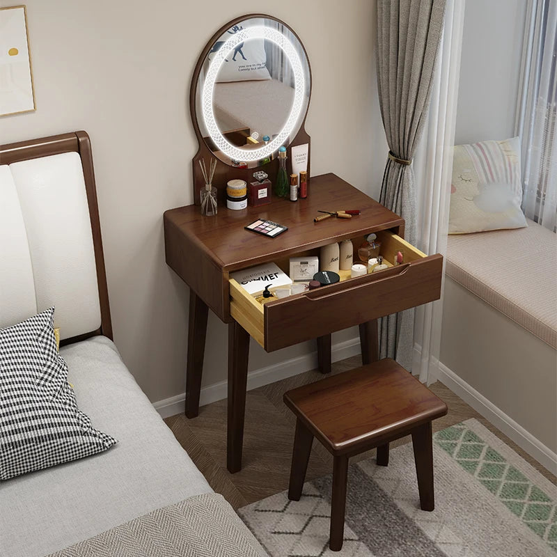 Nordic solid wood dresser 60cm small apartment bedroom modern simple makeup table light luxury dresser storage cabinet
