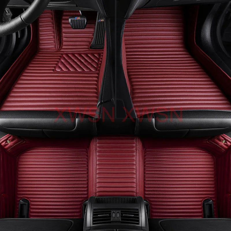 Striped Pu Leather Customized 5D Car Floor Mat for Alfa Romeo Giulia 2015-2021 Stelvio 2016-2021 Interior Accessories Carpet