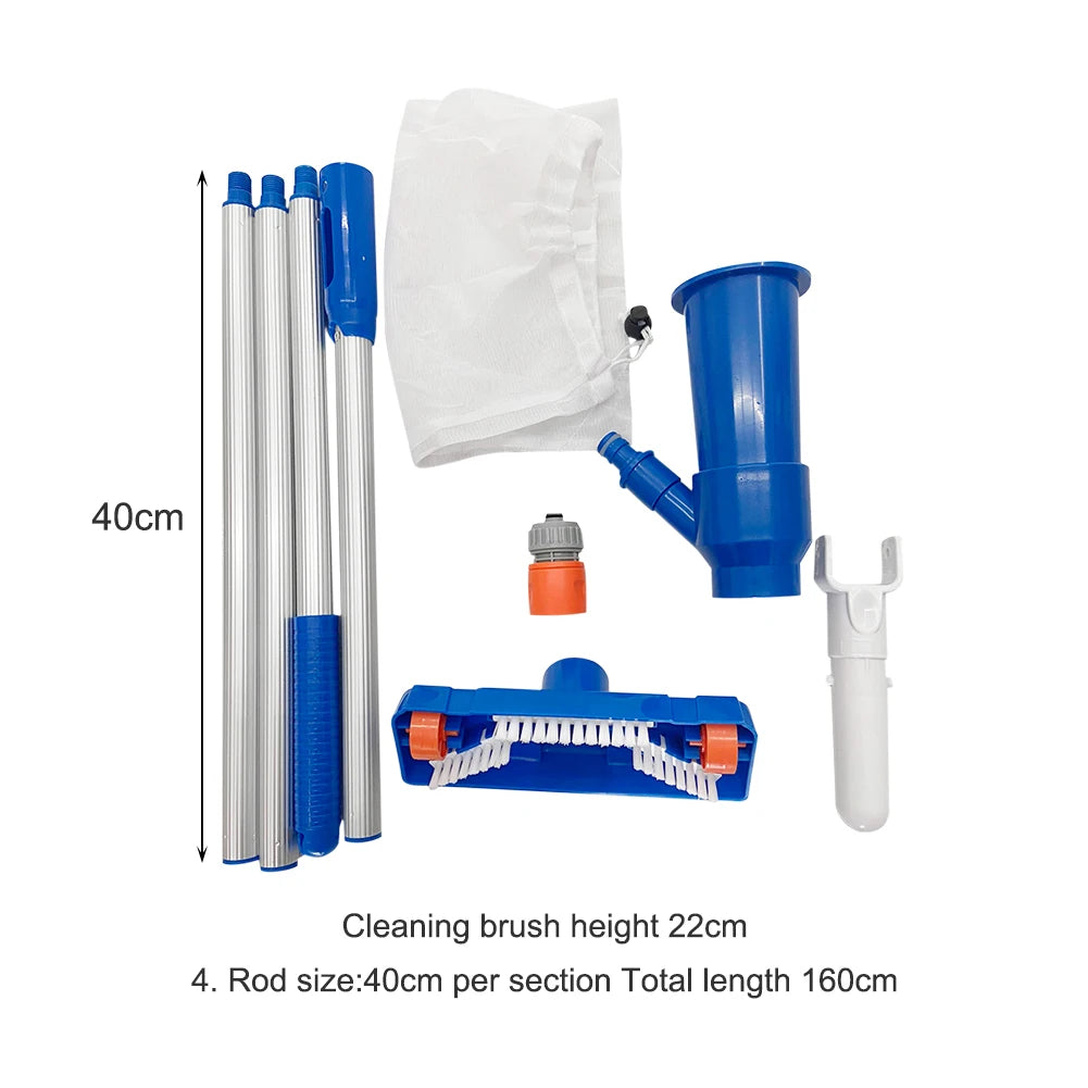 Swimming Pool Vacuum Cleaning Kit Clean Pool Bottoms Net Pool Filter Outdoor Pool Vacuum Cleaner Set Cleaning Skimmer Pool Tool