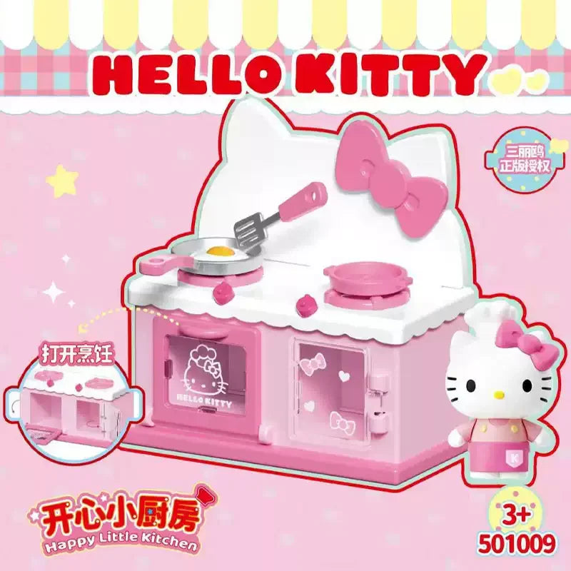 Sanrio Characters Kuromi Cinnamoroll Hellokitty Mini Kitchenware Set Kawaii Happy Little Kitchen Figures Happy Refrigerator Toy