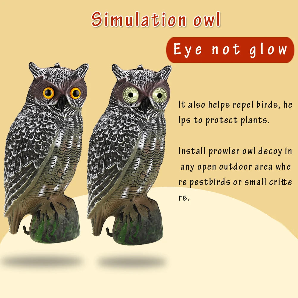 Decoy Pest  Decoy Solar Powered Owl Hunting Decoy Bird Scarer Deterrent Pest Control Garden Decor  Owl Garden