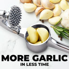 Kitchen Large Premium Garlic Press Set - Bigger Bowl for Bigger Garlic - Rust Proof & Dishwasher Safe Garlic Mincer Tool