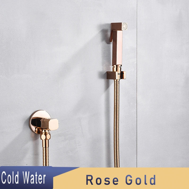 SHBSHAIMY Black Brass Bathroom Bidet Faucets High Pressure Sprayer Shower Tap Bidet Toilet Washer Hot and Cold Water Mixers