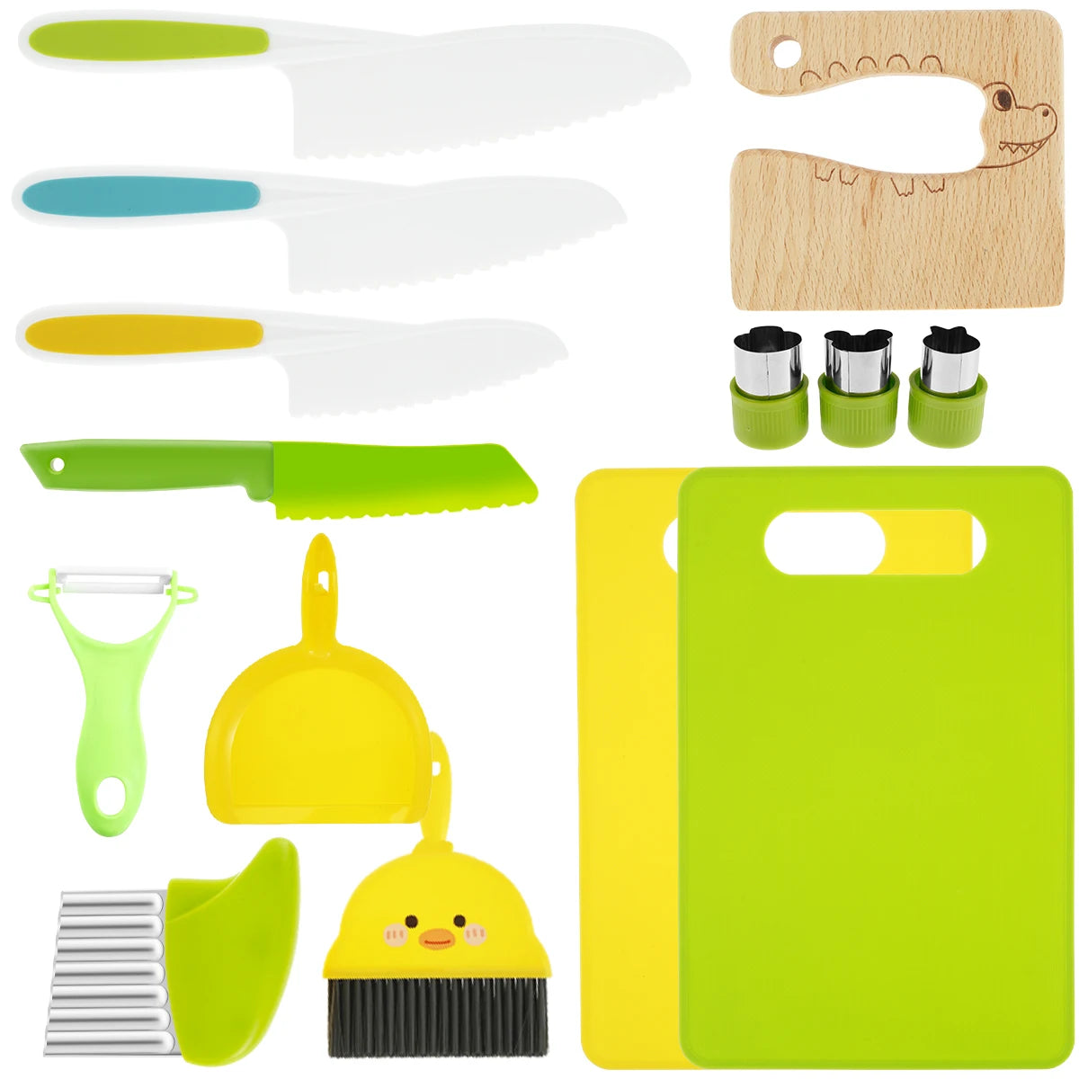 New Kids Cooking Cutter Set Kids Knife Toddler Wooden Cutter Plastic Fruit Knives Crinkle DIY Peeler Tools Kitchen Accessories