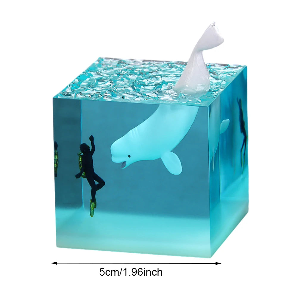 Whale Diver Ocean Decoration with Light Decorative Marine Whale Decor Beluga Killer Whale Megalodon Home Room Decor