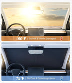 2025 Tesla Model Y/3 Windshield Sun Shade | Foldable Sun Blocker with Storage Bag
