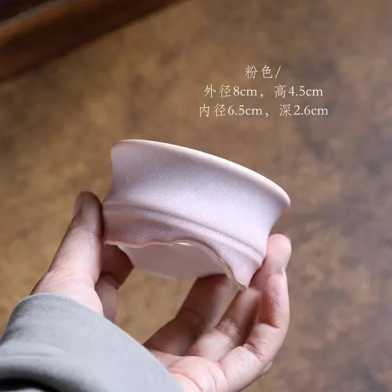 Porcelain Glazed Circle Bonsai Pot,Small Vase, Traditional Chinese Kiln Transmission, Dormitory Room,Table,Garden Decoration