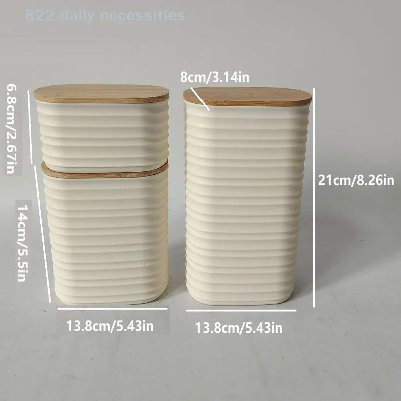 Wooden Efficient Pantry Storage And Lid Food Storage Jar - Sealed Kitchen Organizer Container With Lid For Organization