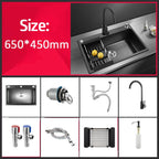 304 Stainless Steel Kitchen Sink Topmount Single Bowl Wash Basin For Home Fixture Drain Accessories Single Slot Kichen Sink