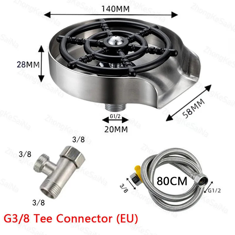 Automatic Glass Cup Washer High Pressure Kitchen Faucet Glass Rinser Stainless Steel Bar Cup Cleaner for Kitchen Sinks Wash Tool