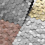 Luxury Metal Stainless Steel Wall Mosaic 3D Bathroom Mosaic Tile Aluminum Hexagon Mosaic Background Wall Sticker Self-adhesive