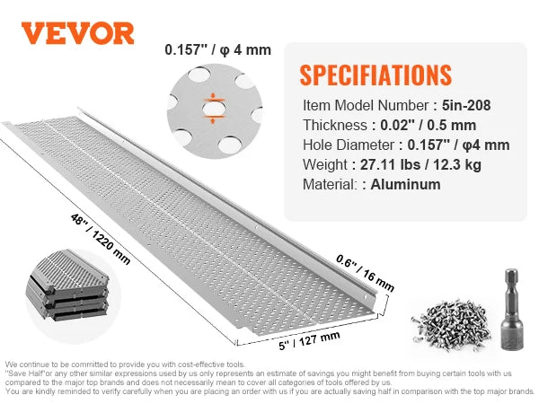 VEVOR Gutter Guard 5/6in Aluminum Leaf Filter DIY Gutter Cover 13/26/52 PCS Raptor Gutter Guards Fits Any Roof or Gutter Type