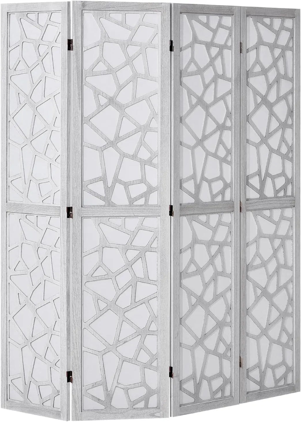 Wood Room Divider, 4 Panel Wood Folding Privacy Screen, 66.9 Inches Tall Indoor Carved Wooden Partition, Portable Decoration