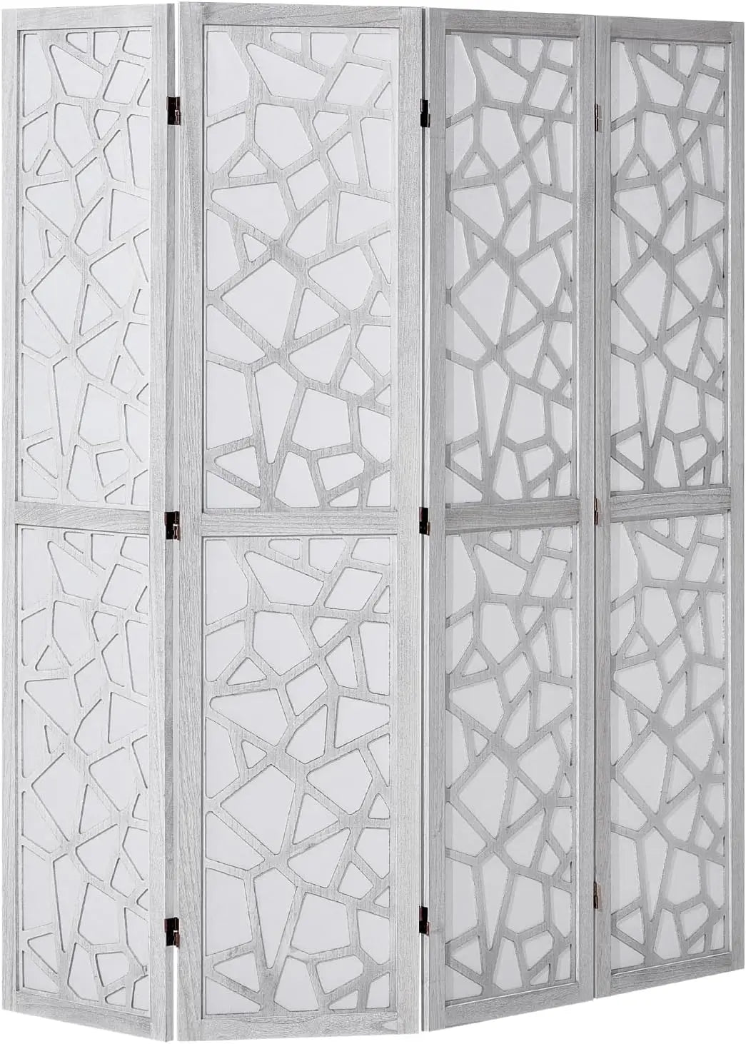 Wood Room Divider, 4 Panel Wood Folding Privacy Screen, 66.9 Inches Tall Indoor Carved Wooden Partition, Portable Decoration