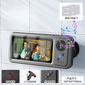 Creative Bathroom Waterproof Phone Case with Bluetooth Speaker Wall Mount Touch-screen Phone Holder Stand Anti-Fog for Showering