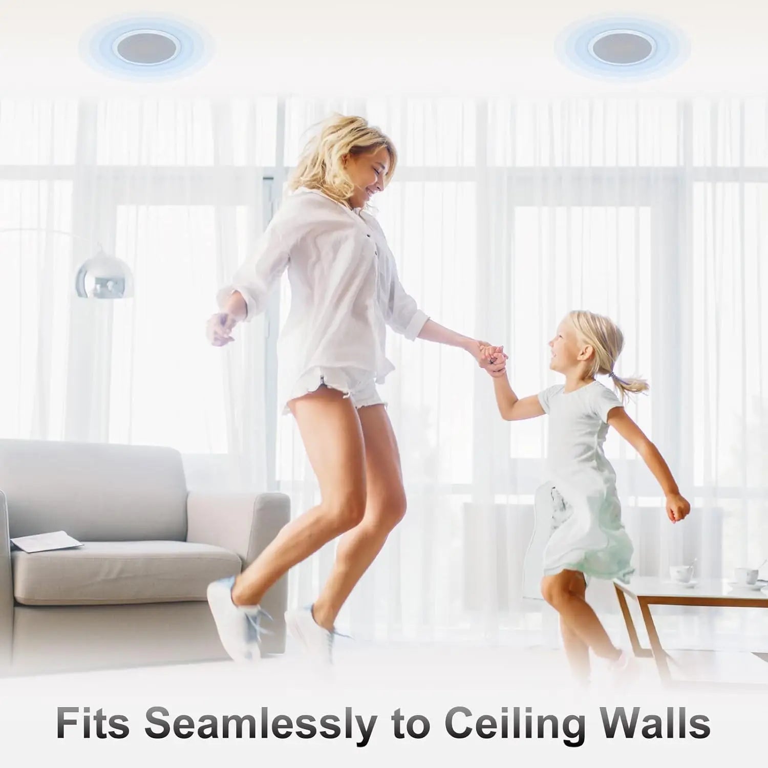 Herdio Passive Ceiling Speakers 6.5‘’ 320W 2-Way Round Flush Mount Speakers Perfect For Home Theater Living Room Bathroom Pair