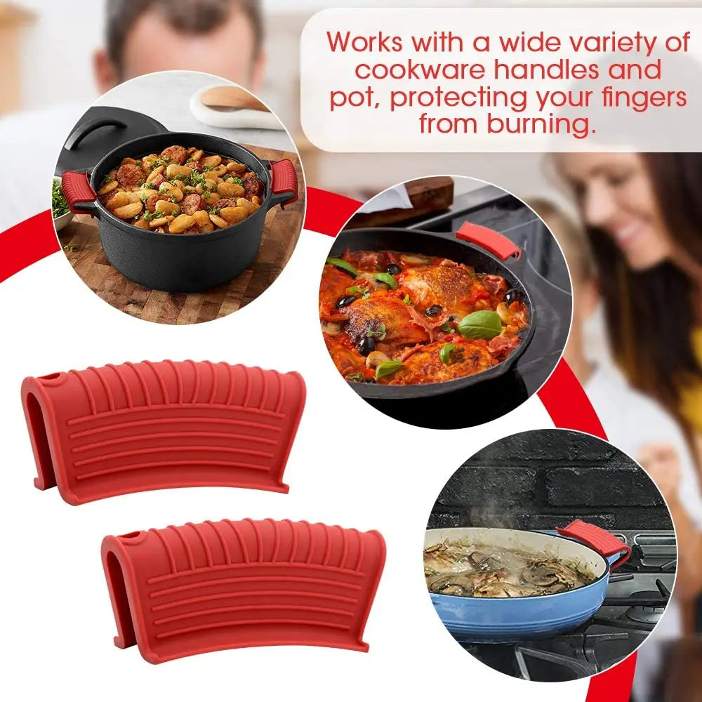 Kitchen Accessories Silicone Heat Resistant Cover Anti-skid Lid Holding Knob Pot Handle Grip Cookware Protective Cover