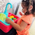 Kitchen Toy Plastic Dish Wash Sink Set With Faucet Pretend Play Cleaning Housework Educational Role Play Kitchen Water Fun Toys