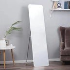 Silver White Modern Rectangular Metal Freestanding Mirrors for Bathroom, Bedroom, Living Room, Hallway Decoration