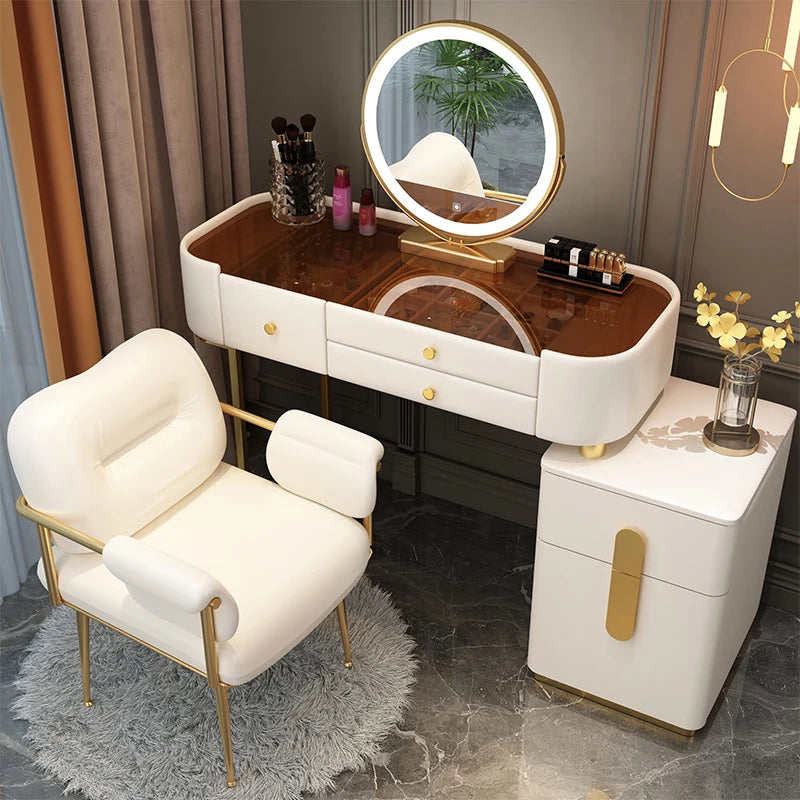 White Bedroom Vanity Table Makeup Mirror Chair Modern Organizer Dressing Table Cosmetics Cheap Penteadeira Trendy Furniture