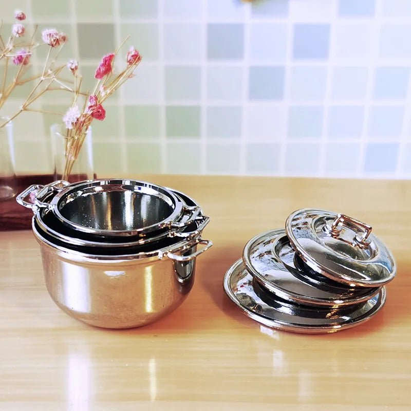 Hot Pot 1:12 Dollhouse Miniature Kitchen Utensils Cooking Ware Pot Boiler Pan Coffee Tea Cups Chair Ceramic Pot Kitchen Play Toy