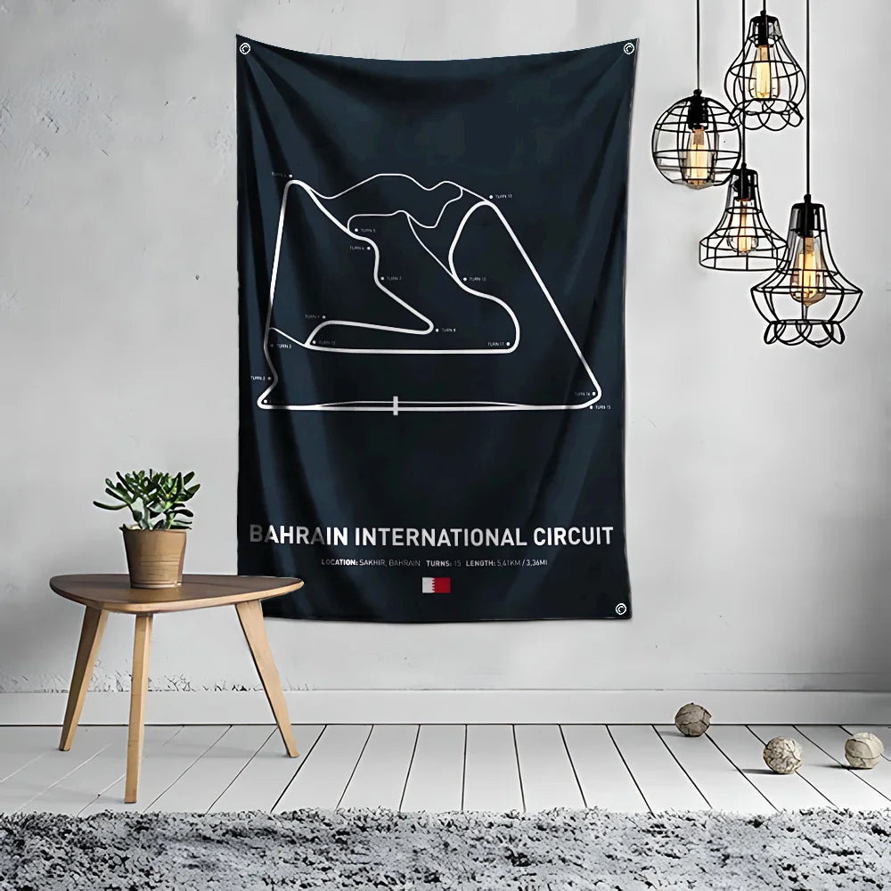 Ft Formula 1 Imola Monaco Circuit F1 Flag Polyester Digital Printing for Garage Wall Art Out Door Decoration With Grommets