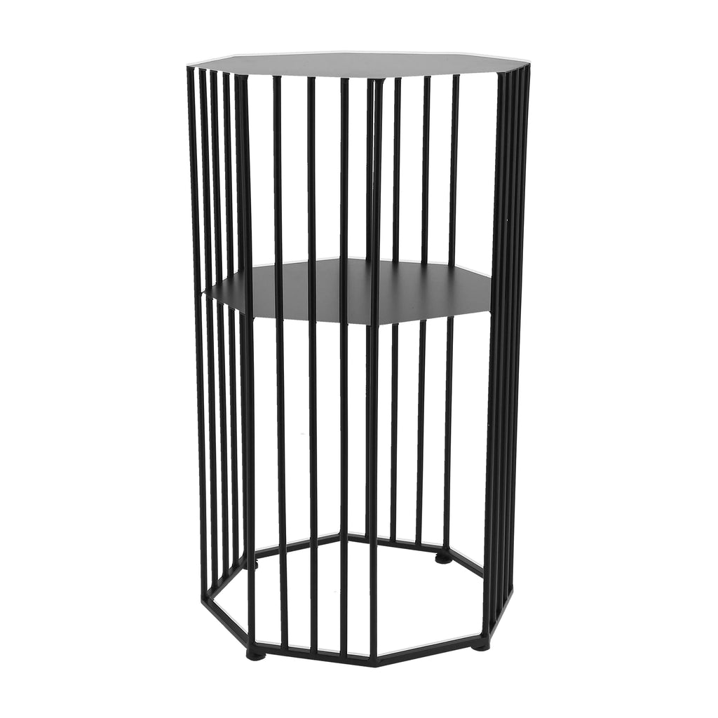 2‑Layer Wrought Iron Side Table End Sofa Table Storage Shelf for Living Room Black End Table Sofa Table Home Table Side Table