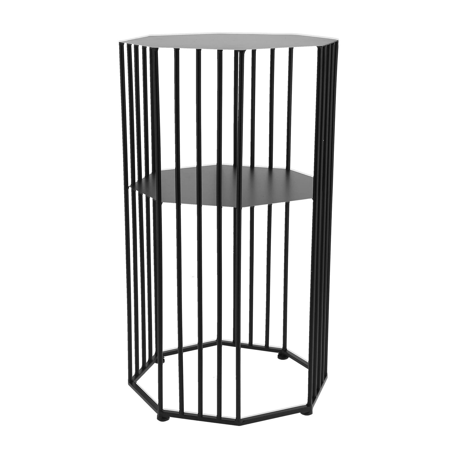 2‑Layer Wrought Iron Side Table End Sofa Table Storage Shelf for Living Room Black End Table Sofa Table Home Table Side Table