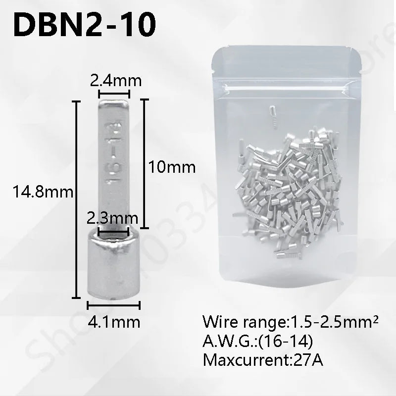 50/100pcs Pure Copper Blade Terminals DBN1.25/2/5.5/8/14/22-10/14/16/17 Non Insulated Crimp Terminals Electrical Wire Connector