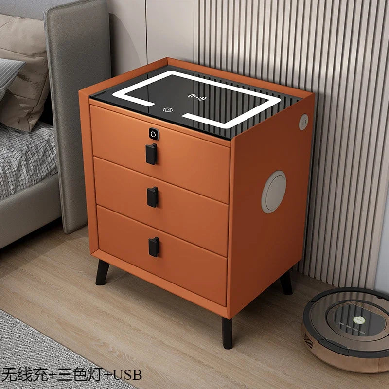 Minimally Modern Intelligent Bluetooth Speaker Bedside Table Household Smart Cabinet with Lights and Wireless Charging