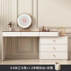 Modern Vanity Desk with LED Lighted Mirror, Luxury Corner Makeup Vanity Table 6 Drawers and Large Storage Dressing Table Shelves
