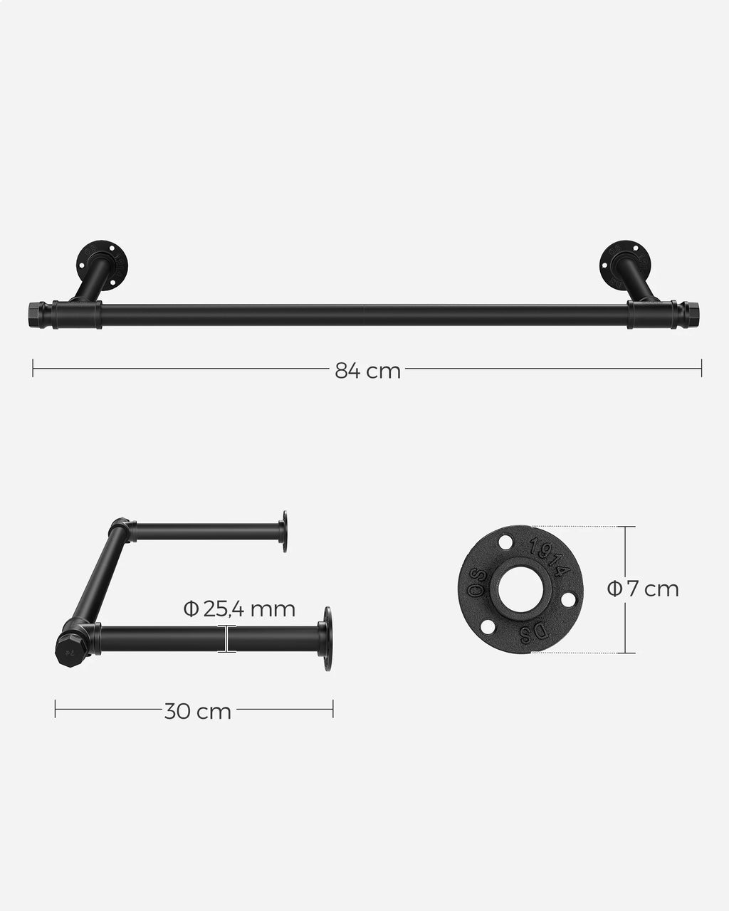 SONGMICS dresses Rod (1 st) dresses stand for Wall, 60 kg load capacity