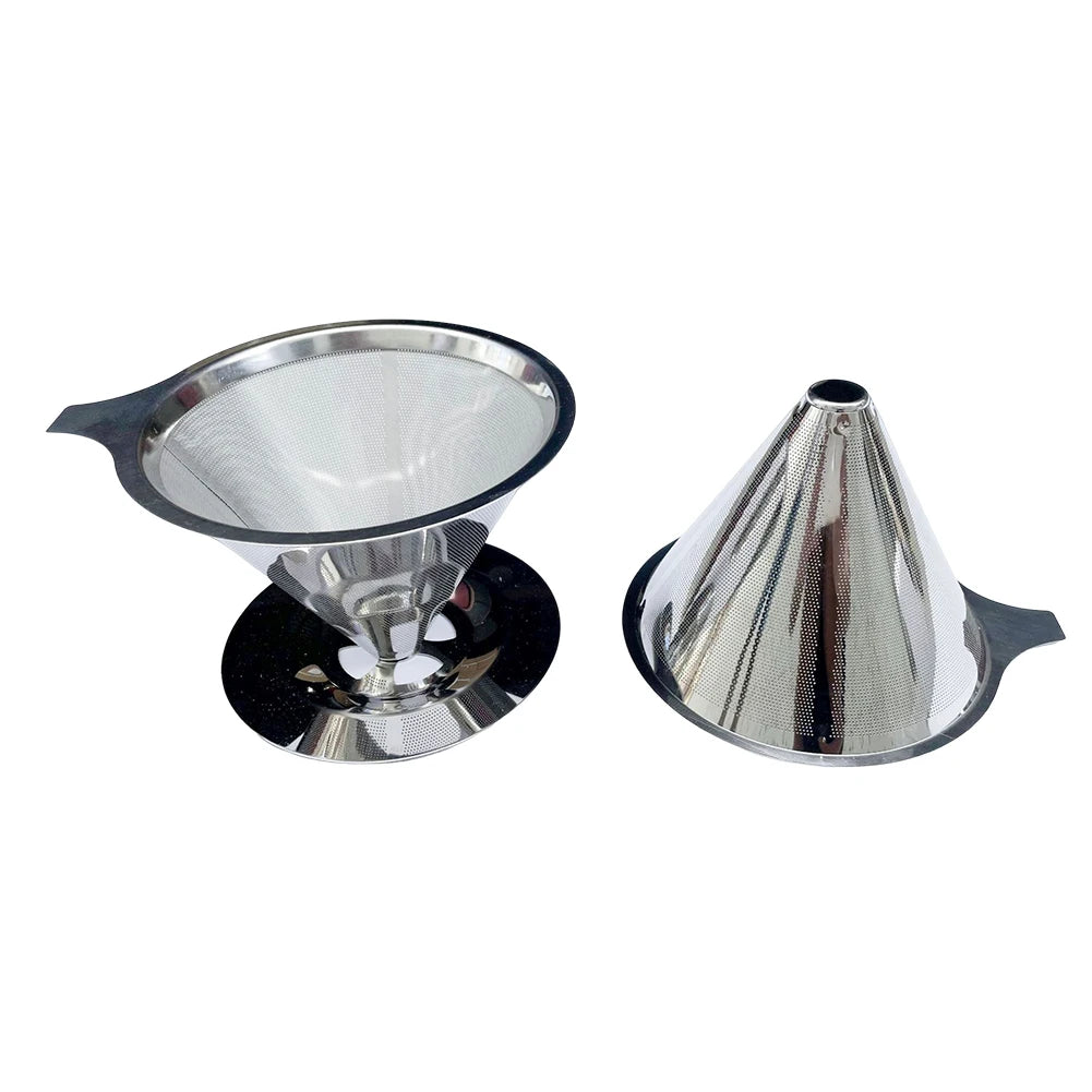 Cone Coffee Filter Screen 304 Stainless Steel Double-layer Espresso Tea Strainer Reusable Coffeeware Kitchen Gadgets