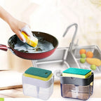 Kitchen Style Automatic Liquid Dispenser Dishwashing Brush Pot Tool Soap Dispenser with Press Cleaning Pot Brush
