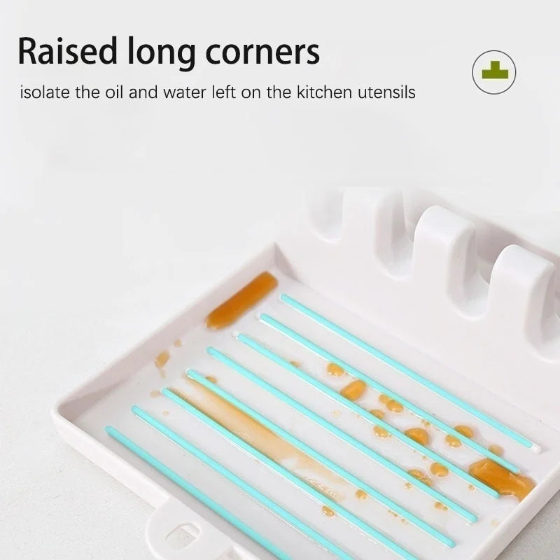 1pc Kitchen Spoon Rack, Fork and Shovel Rack Appliance Organizer -Non-slip Plastic Rest Chopsticks Storage Rack