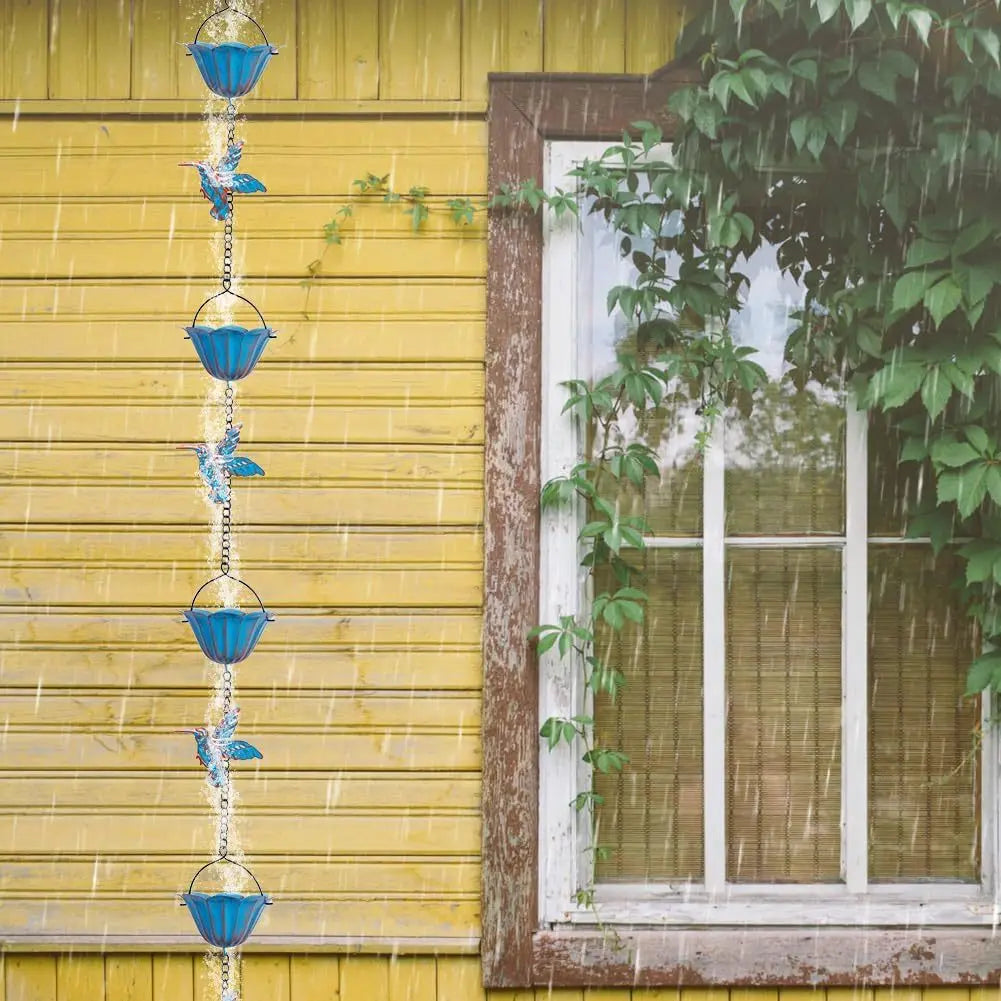 Lotus/Bird Rain Chain Garden Decoration Hanging Rain Catcher Chain Gardening Gutters Downspouts Rain Chain Outdoor Decors