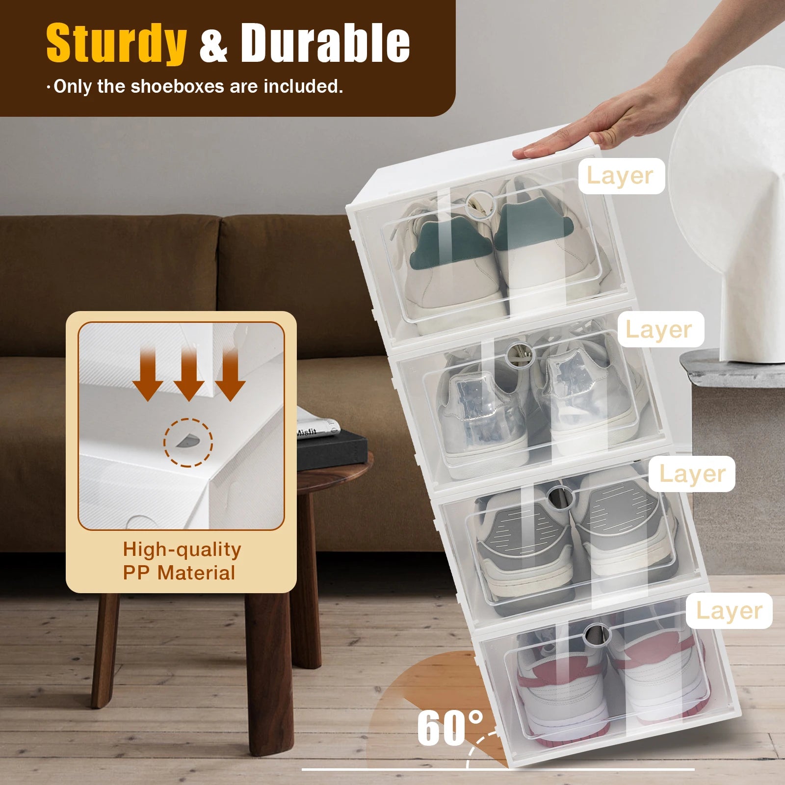 24-Pack Thick Transparent Shoe Boxes