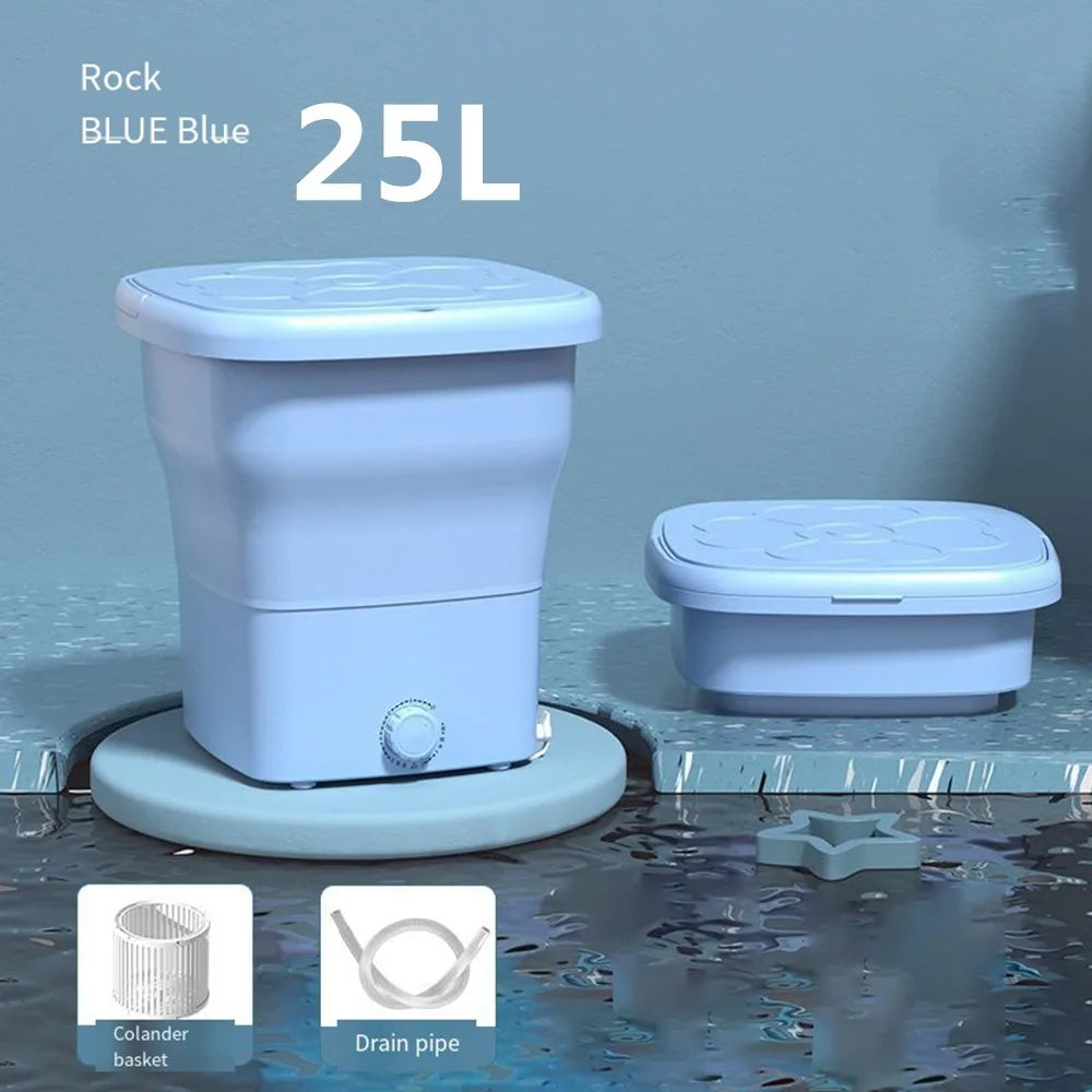 25L Large Portable Washing Machine Folding and Dryer Bucket for Clothe