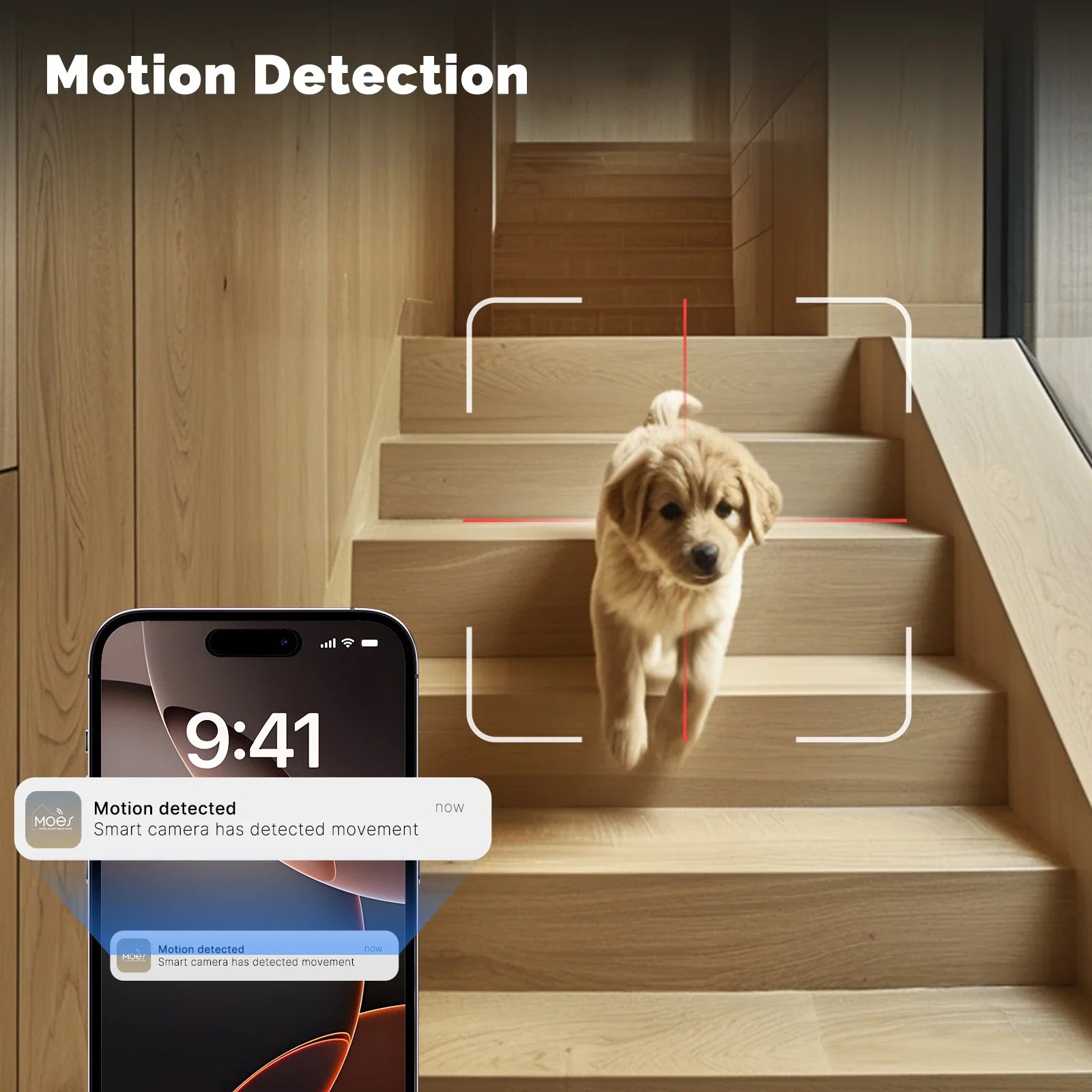 Moes Tuya WiFi Smart Indoor Camera 8MP Dual Screen Lens Auto Track Two-Way Motion Detection Audio 2.4G/5G Infrared Night Vision
