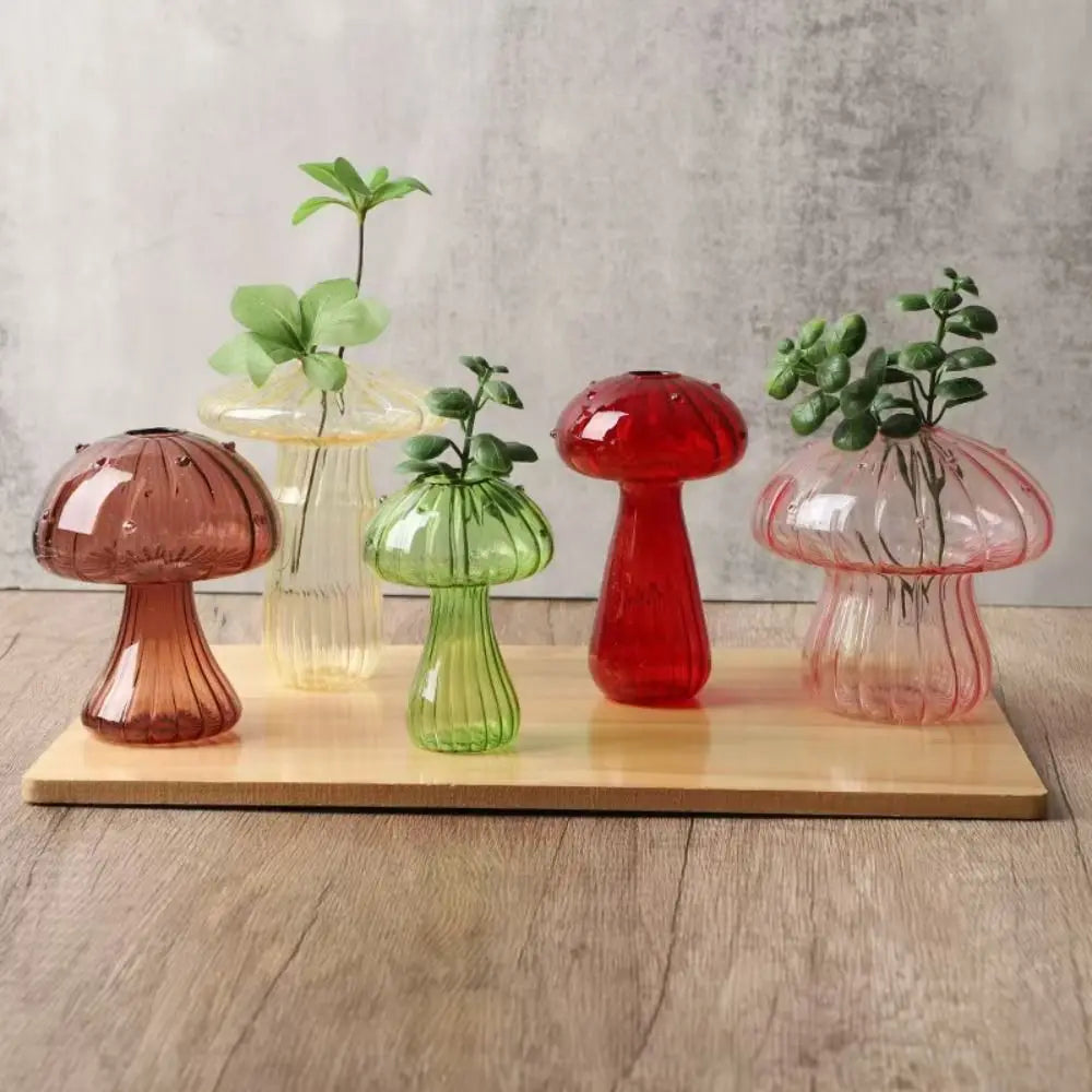 New Hydroponic Flower Bottle Transparent Glass Glass Vase Mushroom Aromatherapy Bottle Flower
