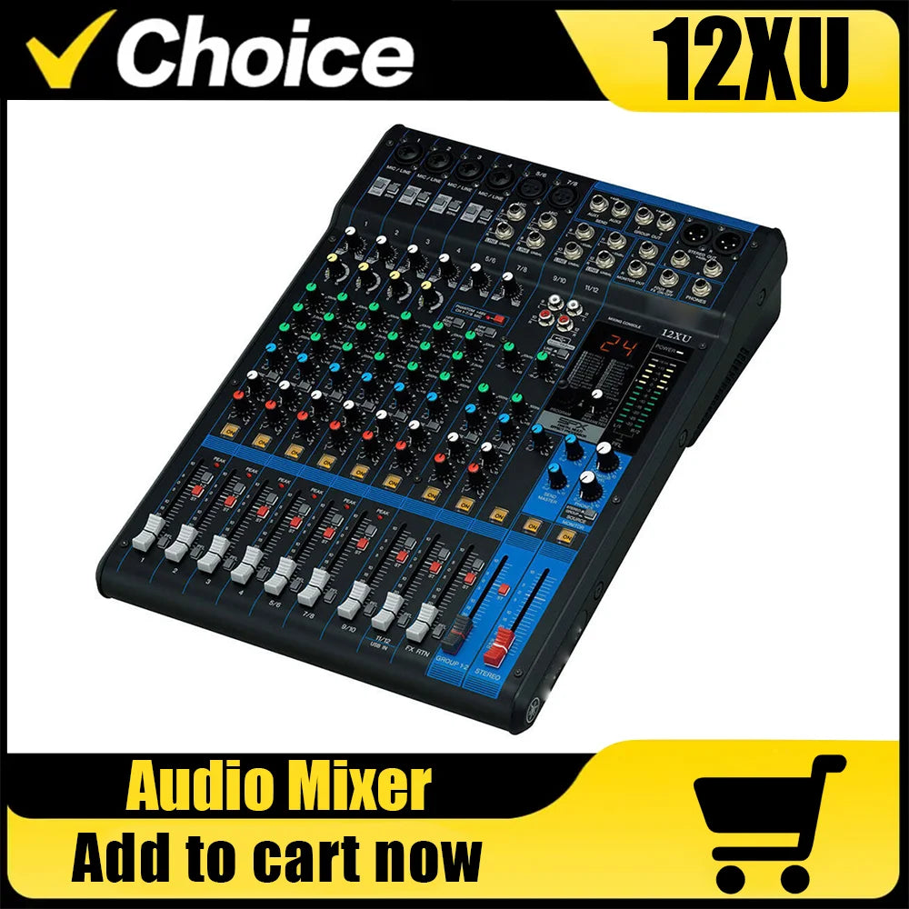 12XU 12 Way Analog Mixing Consoles Professional 12 Channel Sound MG12 Audio Mixer for Wedding Stage Performance Conference Room