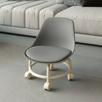 Universal Wheel Small Stool Waterproof Mobile Low Stools with Backrest Removable Seat Cushion Round Stool Household Accessories