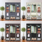69 Portable Wardrobe Storage Organizer - Durable Non-Woven Fabric, Easy Assembly, Beige Clothes Closet