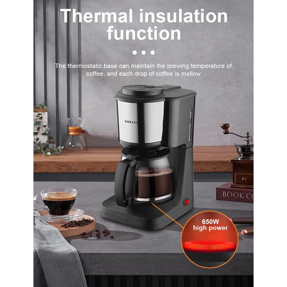 SK125 Drip Coffee Maker, Anti-Drip Pot, 900ML Quick Heating, Easy To Operate, Thermostatic Base, Household Tea