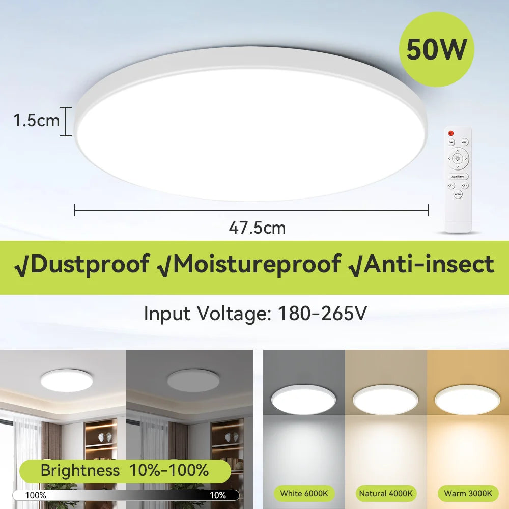 Smart LED Ceiling Light with Remote Control