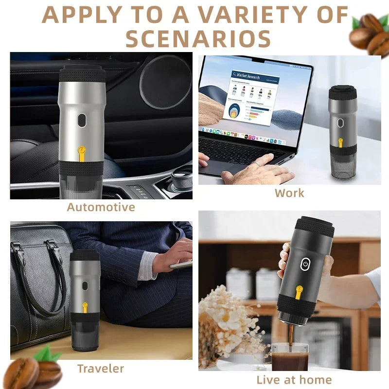 Electric Portable Coffee Machine Portable Italian Espresso Machine for Car & Home 3-in-1 Capsule Powder Travel Coffee Machine