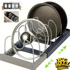 Expandable Stainless Kitchen Cabinet Organizers,with 6 Adjustable Shelves,Board Drying Cookware Shelf,Kitchen Organization Tools