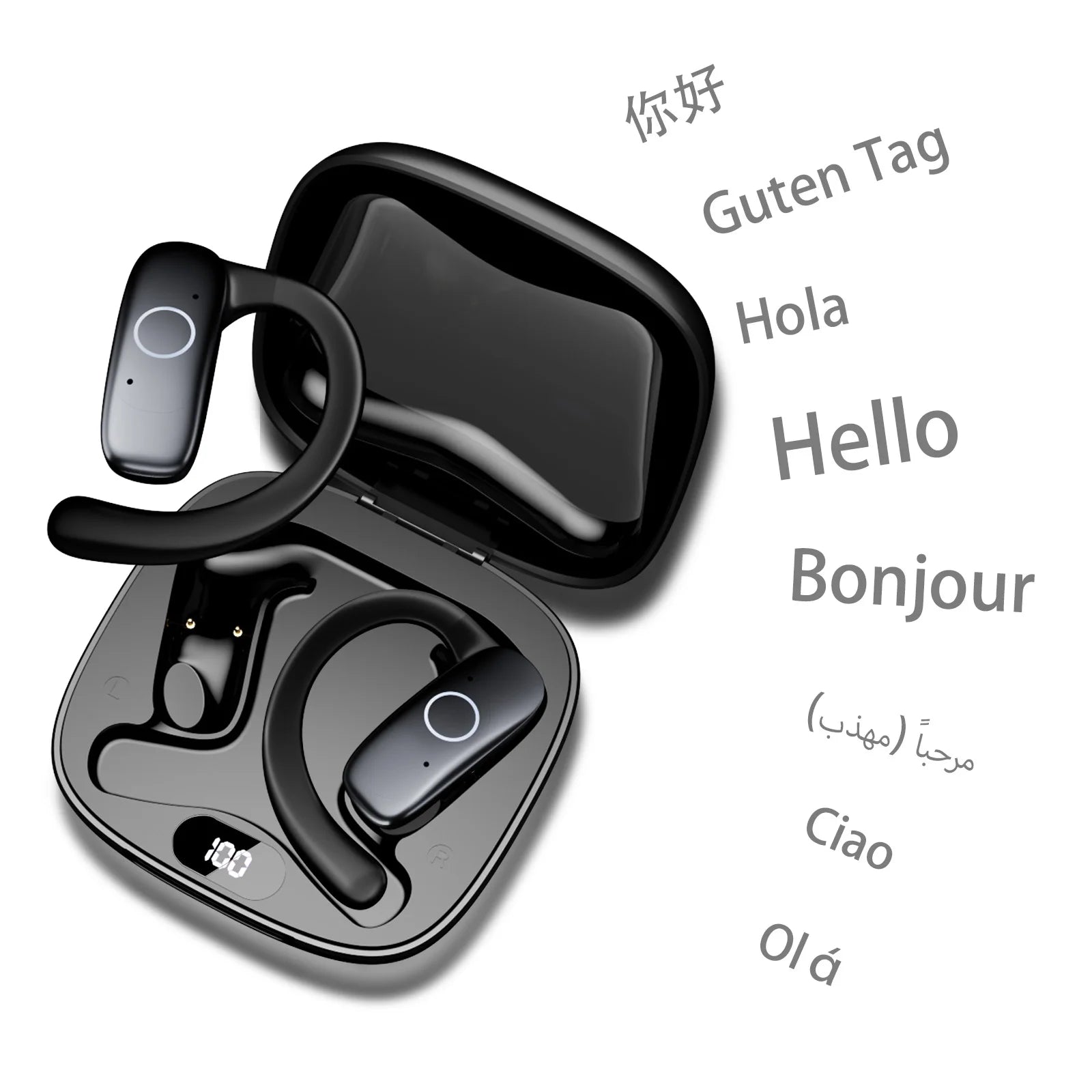 Real Time Translator Headphones AI Language Translation Earbuds 144 Languages & Accents 3 in 1 OWS Ear Buds for Business