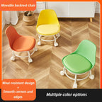 Universal Wheel Small Stool Waterproof Mobile Low Stools with Backrest Removable Seat Cushion Round Stool Household Accessories