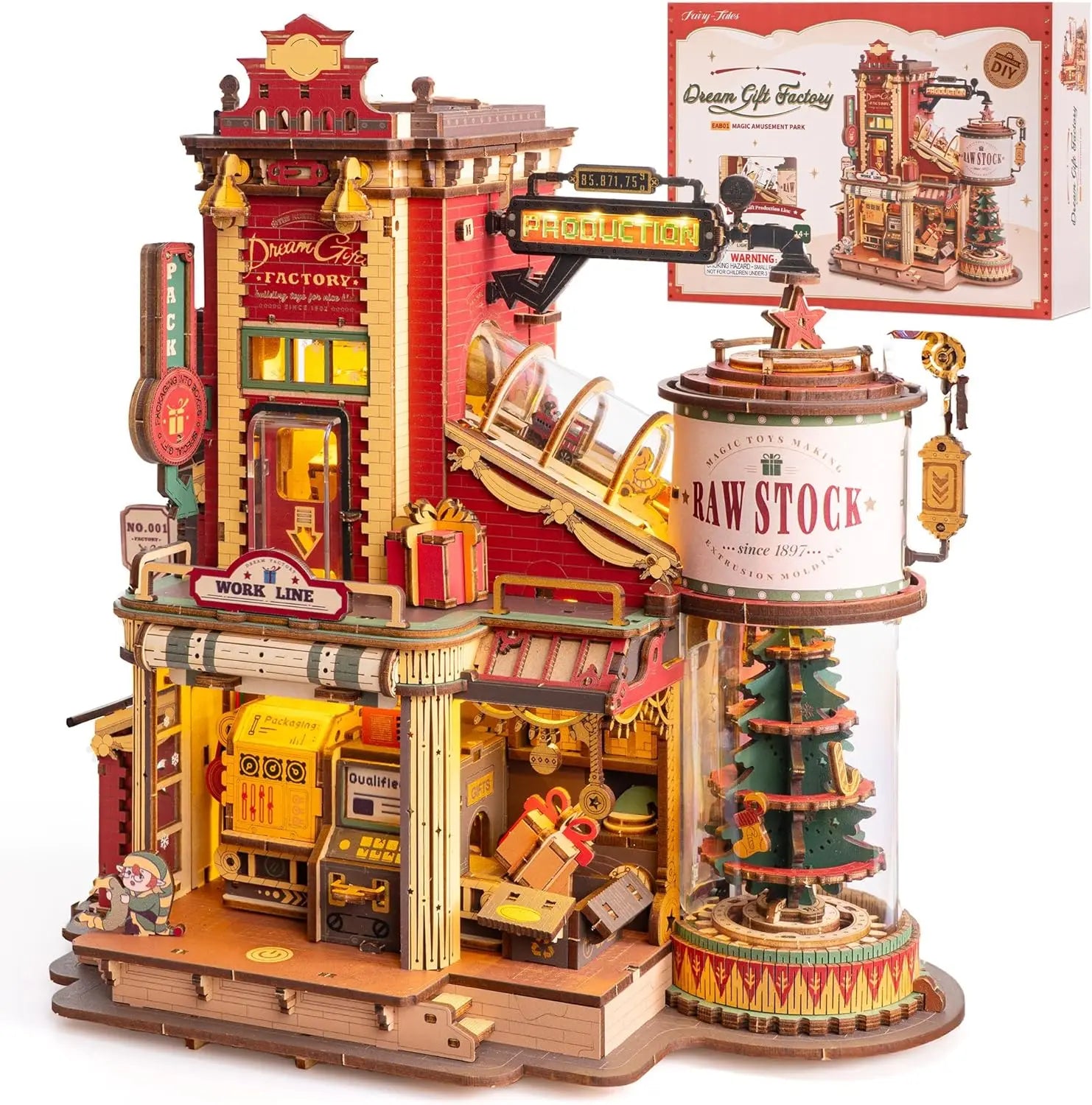 3D Wooden Puzzle Music Box Kit - "Christmas Dream Gift Factory" Model for Kids & Adults | AlluCanFind
